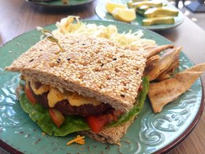 Signature burger with jalapeno sauce 😍 at Elysian Restaurant in Nicosia