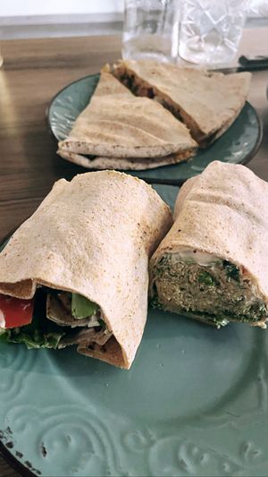 Quesadilla, fake tuna and chicken gyros wrap. All freaking yummy 😍😋😛 at Elysian Restaurant in Nicosia