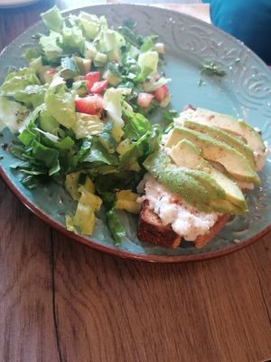 Toast with tasty paste and avocado at Elysian Restaurant in Nicosia