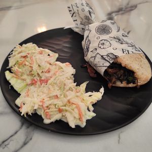 Gyros: Grilled Oyster Mushrooms. Tomatoes, leetuce, red onions and home tzaziki at Elysian Restaurant in Nicosia