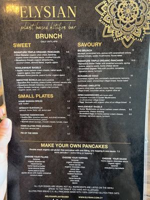 Brunch menu (served until 4pm)  at Elysian Restaurant in Nicosia