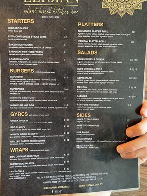 Menu (served until 6pm)  at Elysian Restaurant in Nicosia