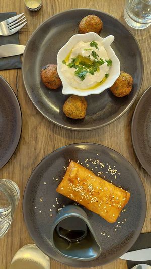 Kolokithokeftedes (zucchini balls), Saganaki at Elysian Restaurant in Nicosia