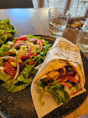 Chick'n gyros (small) - the portions are quite generous at Elysian Restaurant in Nicosia