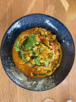 Dinkelpasta mit Kürbisrahm at Deichkind in Sankt Peter-ording