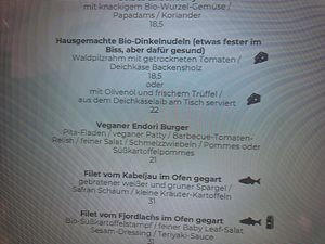 Vegan burger on menu at Deichkind in Sankt Peter-ording