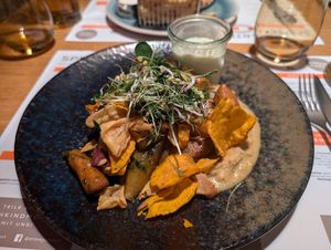 Carrots with hummus, ... at Deichkind in Sankt Peter-ording