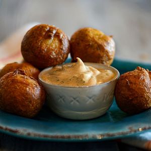 Gluten Free Beer Battered Artichoke Bites at Melita's Table in Las Vegas