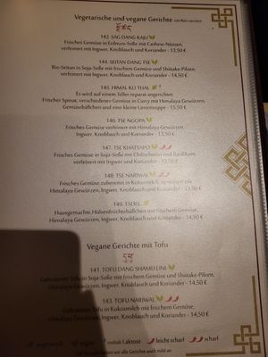 Main vegan options, there were other options for appetizer and mango sorbet for dessert at Tibet Restaurant Altona in Hamburg