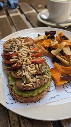 Tostada de aguacate! at Üla Café in Barcelona