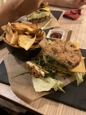 Vegan Burger with shiitake-tofu  at Be Right Back in Linz
