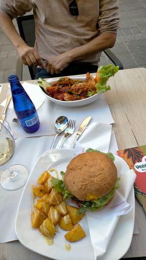 Seitan burger at Veggie Garden in Sitges