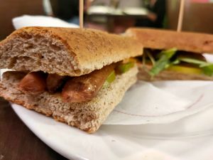 Bocadillo with hotdog at Veggie Garden in Sitges