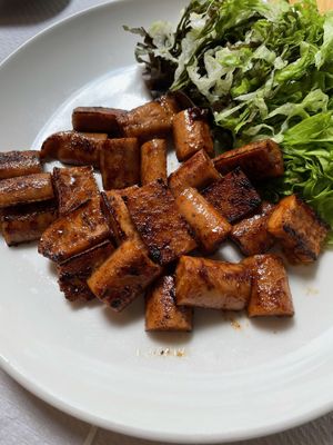 Seitan and tofu sausage - 8.5/10, so good!!  at Veggie Garden in Sitges