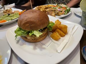 Seitan burger  at Veggie Garden in Sitges