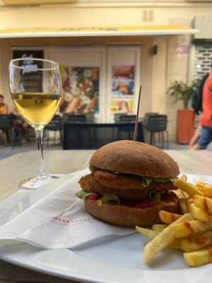 Chicken burger at Veggie Garden in Sitges