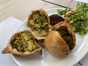 Samosas; delicious!  at Veggie Garden in Sitges