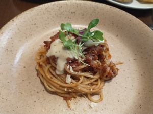 Vegan bolognese at Green Italian TORCIA - Shinjuku in Tokyo