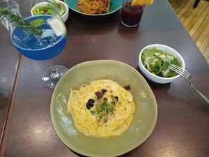 Yuba and truffle pasta at Green Italian TORCIA - Shinjuku in Tokyo