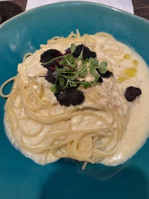 Truffle and Yuba Soy Carbonara  at Green Italian TORCIA - Shinjuku in Tokyo