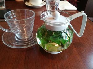 Mint tea (love this green color) at Green Italian TORCIA - Shinjuku in Tokyo