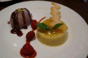 Orange Soymilk Bevarois & Acai Soymilk Gelato. at Green Italian TORCIA - Shinjuku in Tokyo