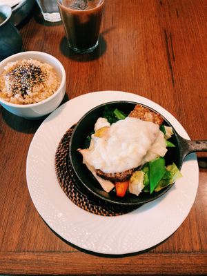 Veggie patty, rice at Green Italian TORCIA - Shinjuku in Tokyo