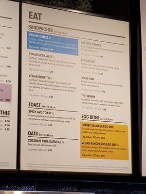 Menu at Gregory's Coffee - 44th St in New York City