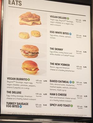 Menu as of December 30th 2023 at Gregory's Coffee - 44th St in New York City