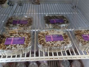 In the to-go fridge. at Gregory's Coffee - 44th St in New York City