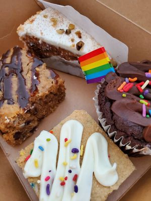 Treats, treats and more treats! Best blondie ever! All GF & vegan! at Heart Bowls in Sandpoint