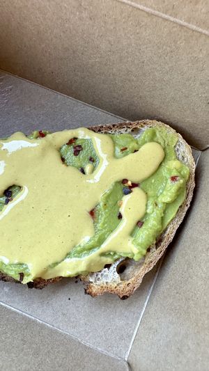 Simple avocado toast with Southwest drizzle   at Heart Bowls in Sandpoint