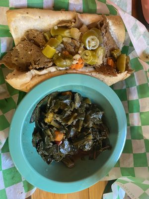 Italian beef with greens  at Just Veggiez in Madison