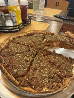 Deep dish pizzaa  at Just Veggiez in Madison