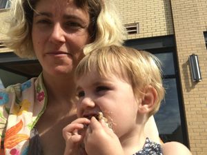 Trying to show the three different flavors that my baby loved. You could see them represented on her face. Lol at Youngblood in Fargo