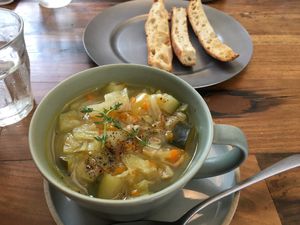 White minestrone soup at Universal Bakes and Cafe in Tokyo