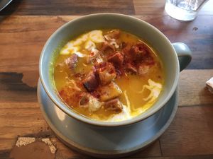 Pumpkin soup at Universal Bakes and Cafe in Tokyo