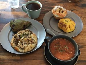 Soup, pastries, coffee at Universal Bakes and Cafe in Tokyo
