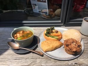 Soup and pastries at Universal Bakes and Cafe in Tokyo