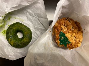 Matcha Donut with Red Bean / Apple Muffin at Universal Bakes and Cafe in Tokyo