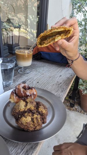 Curry bread was amazing! Also had a cinnamon roll and fig chocolate muffin. at Universal Bakes and Cafe in Tokyo