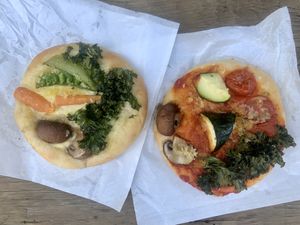 White cream gratin bread and red sauce gratin bread  at Universal Bakes and Cafe in Tokyo