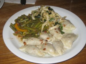 Vegan lentil pierogi at Glonojad in Krakow