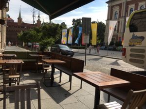 view from outdoor seating at Glonojad in Krakow