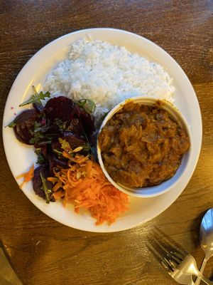 Vegetable curry with rice   at Glonojad in Krakow