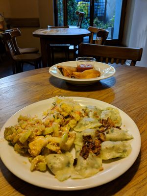 pierogi and samosas  at Glonojad in Krakow