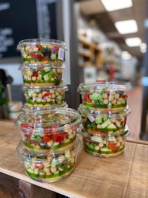 Chickpea Cucumber Deli Salad at Nourish Juicery and Kitchen in Blissfield