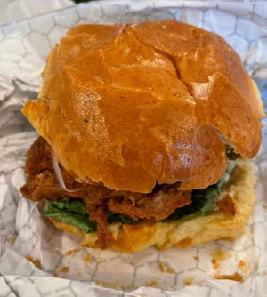 Fried Mushroom,  Chick ‘un Sandwich. at Nourish Philly in Philadelphia