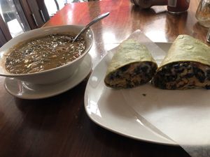 Soup of day breakfast burrito   at Nourish Philly in Philadelphia