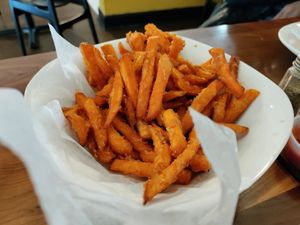 Crispy sweet potato fries! at Nourish Philly in Philadelphia